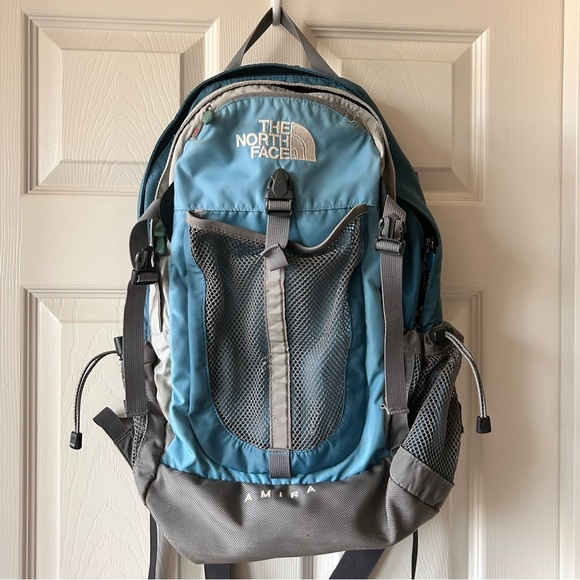 The North Face Amira Backpack Blue Gray Hiking Daypack - Picture 1 of 6